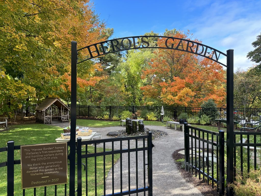 The entrance to the Heroes Garden- the small park adjacent to the Fells Branch library.
