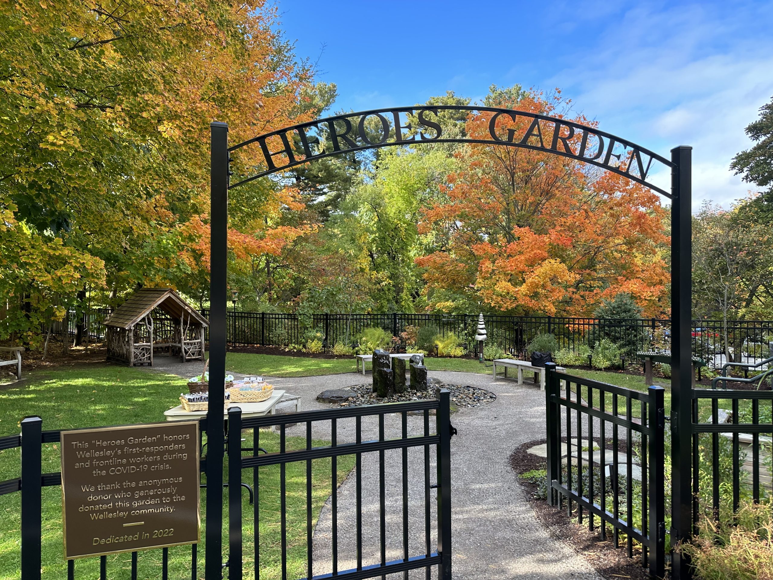 The entrance to the Heroes Garden- the small park adjacent to the Fells Branch library.