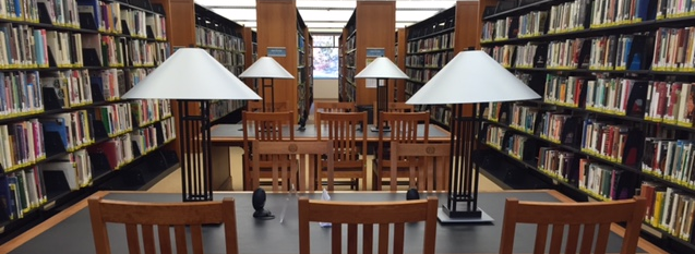Study desks at the Wellesley Free Library.