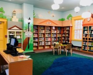 An image of the inside of the Fells Branch library, wellesley, Mass