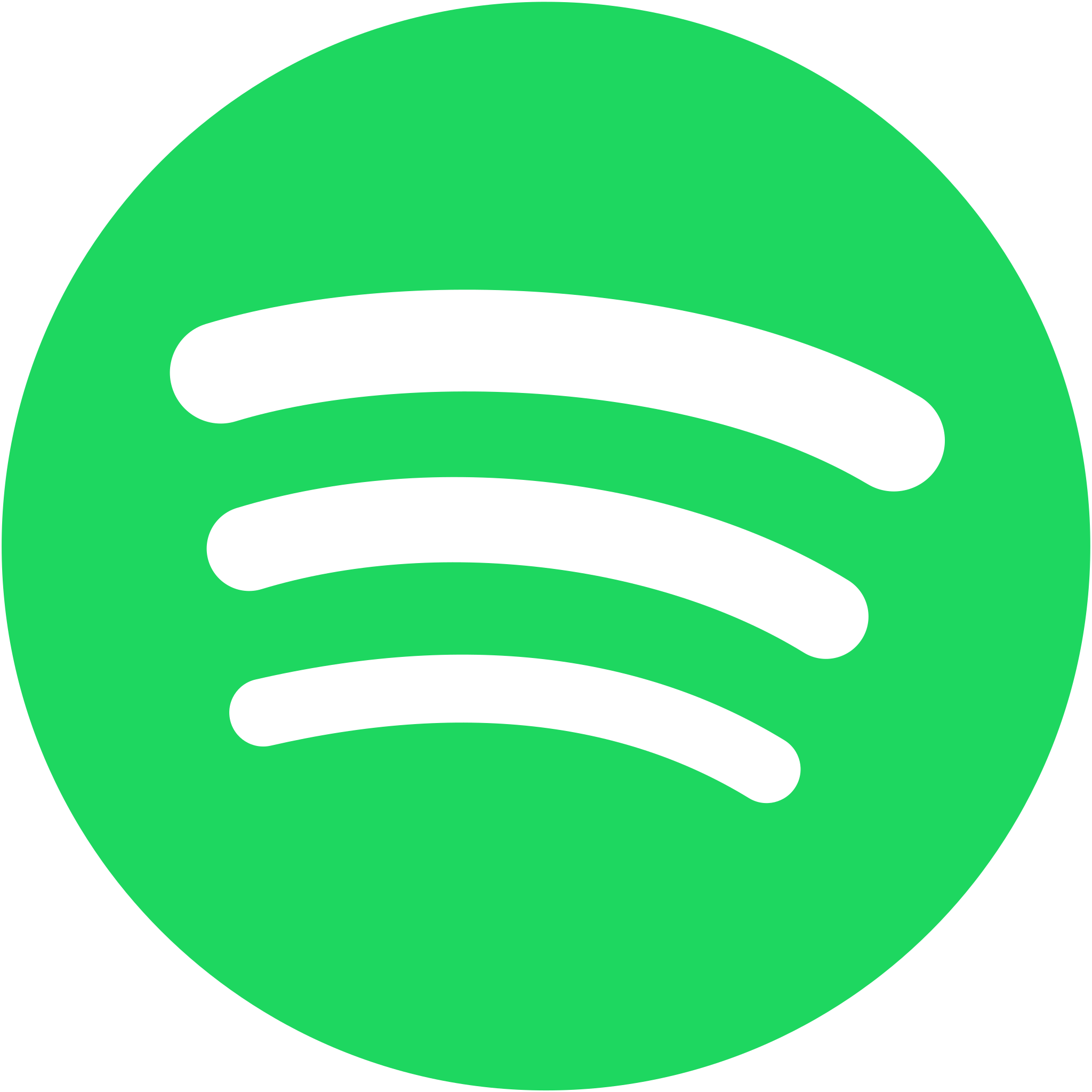Spotify icon: a green circle with three, increasingly wide, curved sound waves